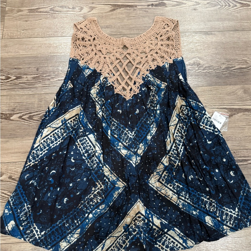 We The Free Blue and Tan Romper